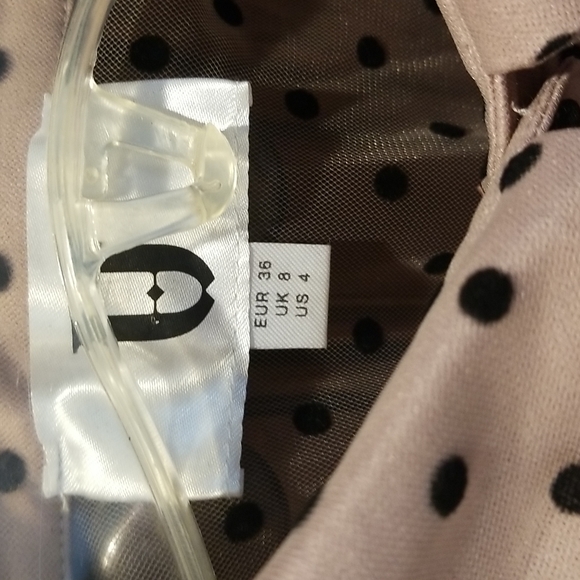 Dotted Darling Mini Dress Blush Pink Black Sz 4 Hole Read Vintage Inspired Retro - Picture 4 of 8